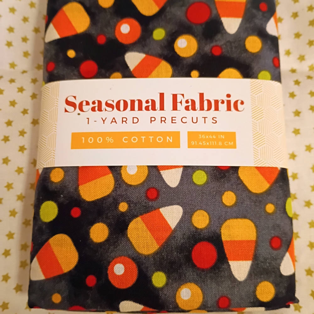 Festive Candy Corn Cotton Fabric - Black and Orange